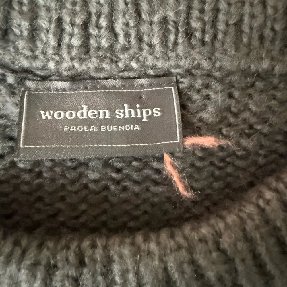 NWOT Wooden Ships Charcoal Sweater with Festive Red Script - Picture 6 of 8